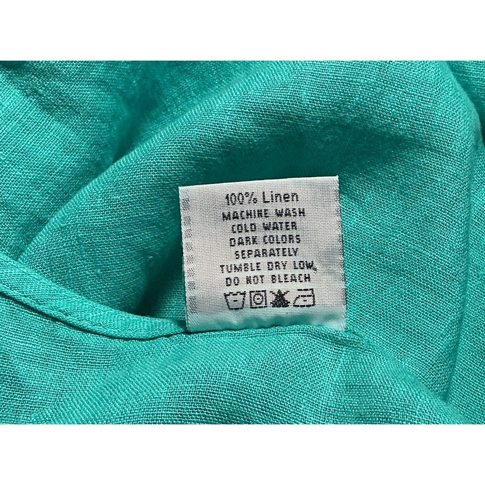 CLICK By Color Me‎ Cotton turquoise Linen Dress Medium Lagenlook Vintage - Picture 7 of 10